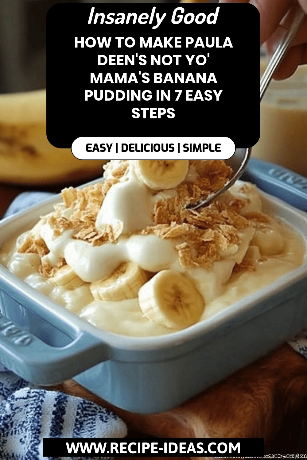 Paula Deen Banana Pudding final dish beautifully presented and ready to serve
