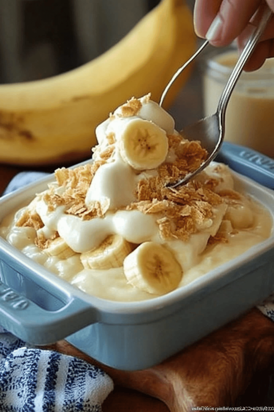 Paula Deen Banana Pudding slice on plate showing perfect texture and swirl pattern