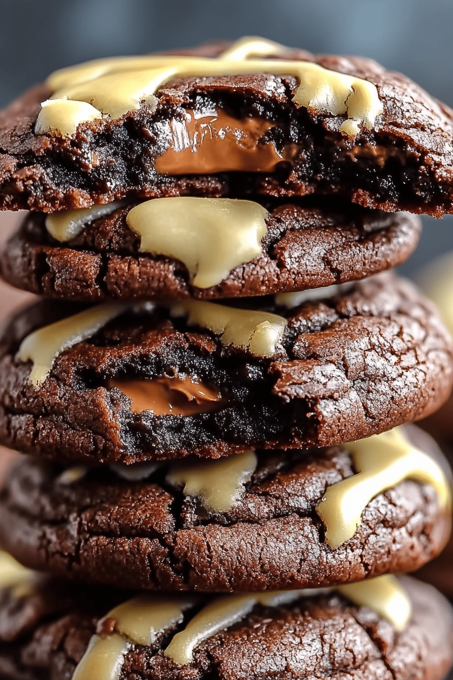 Peanut Butter Brownie Cookies slice on plate showing perfect texture and swirl pattern