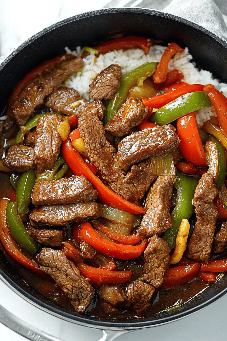 Pepper Steak Recipe ingredients organized and measured on kitchen counter
