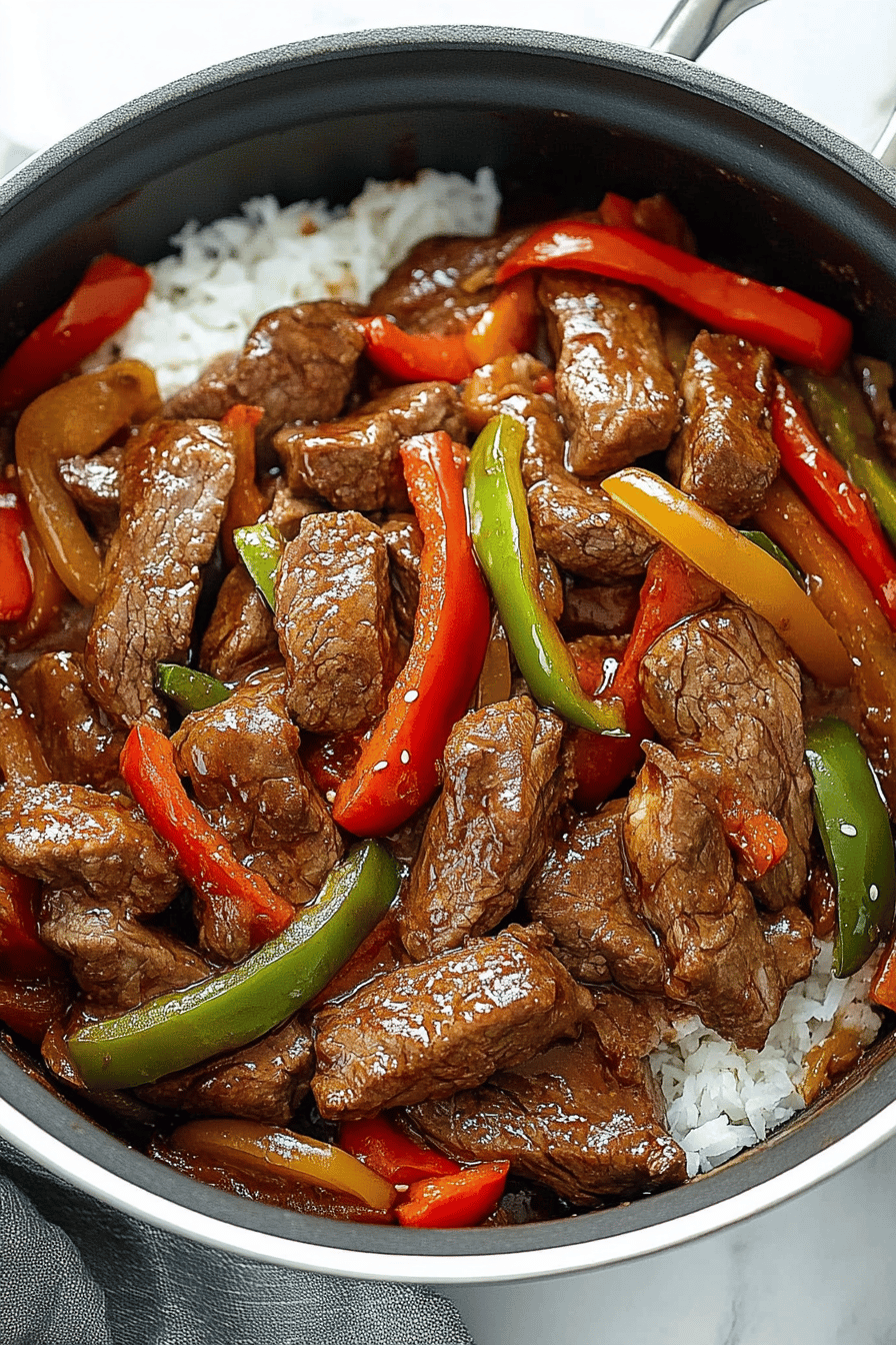 Pepper Steak Recipe slice on plate showing perfect texture and swirl pattern