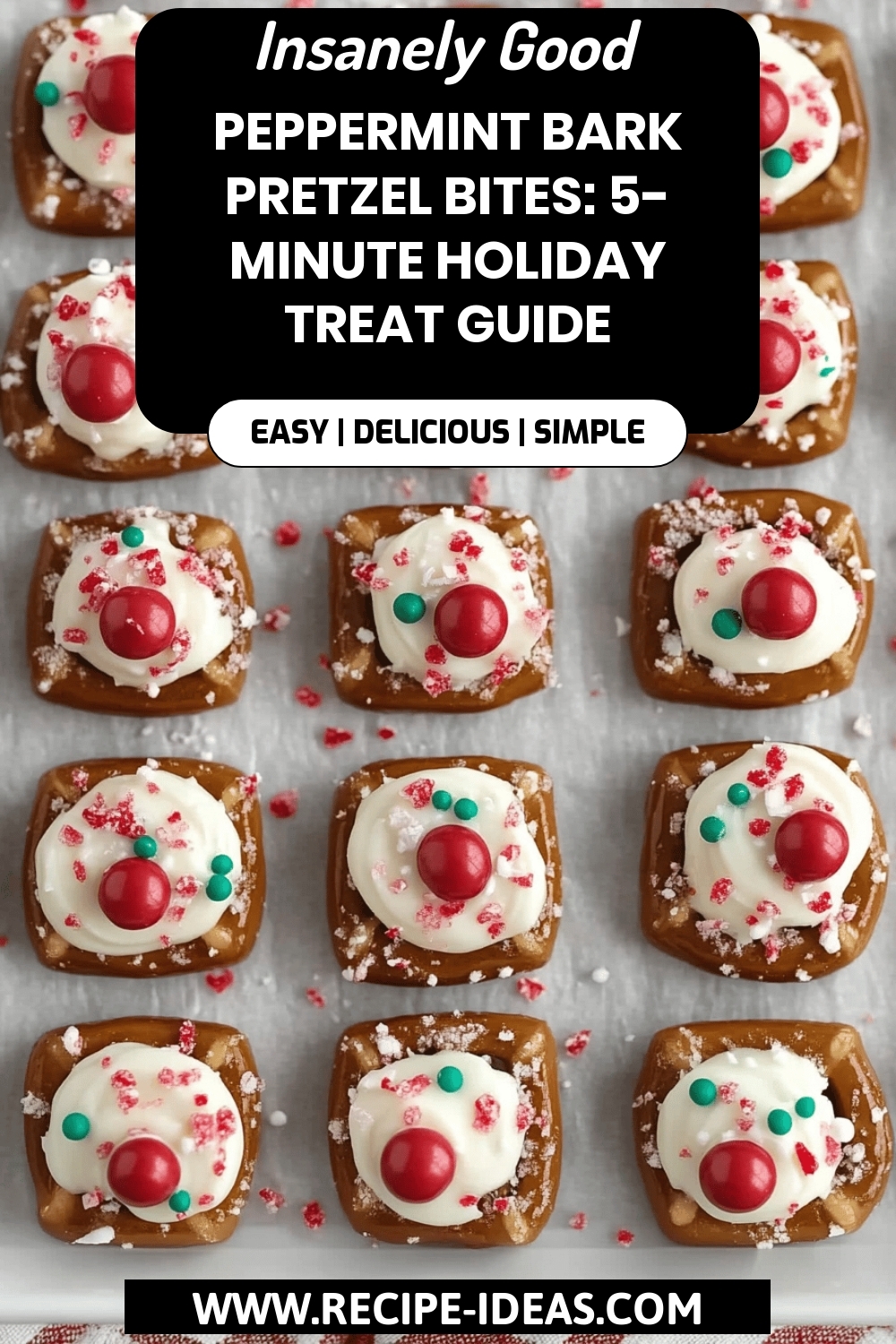 Peppermint Bark Pretzel Bites final dish beautifully presented and ready to serve
