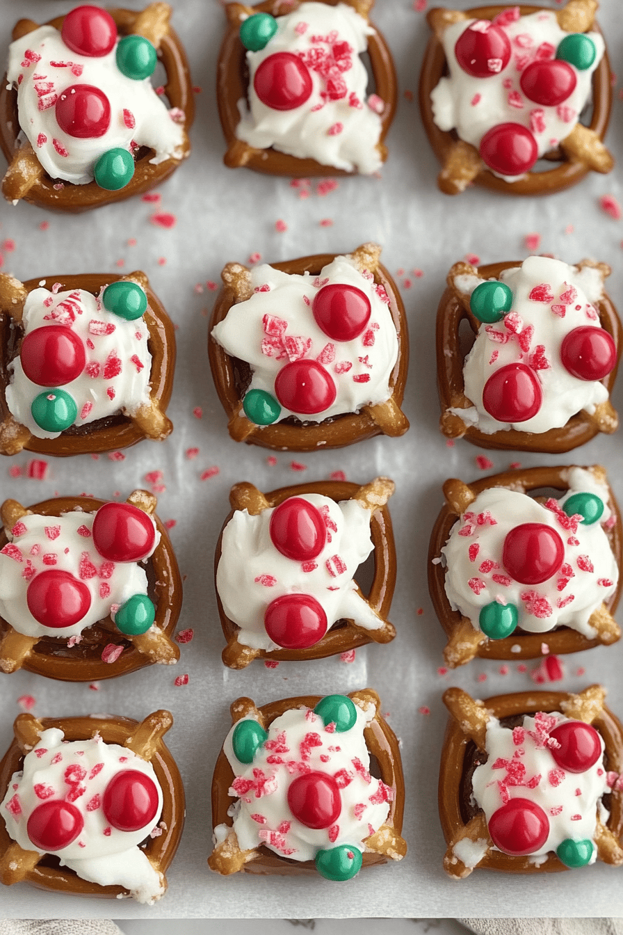 Peppermint Bark Pretzel Bites ingredients organized and measured on kitchen counter