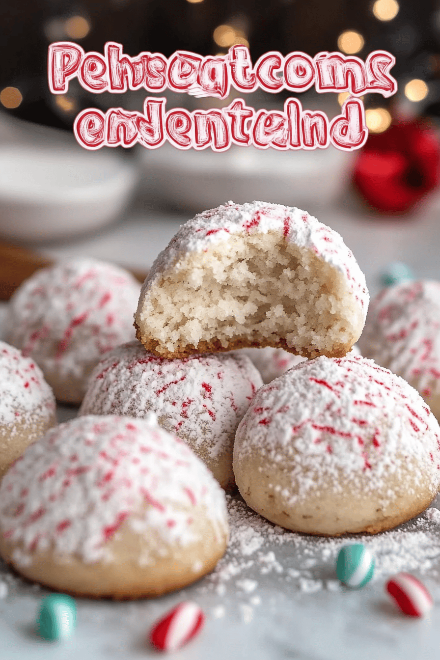 Peppermint Snowball Cookies ingredients organized and measured on kitchen counter