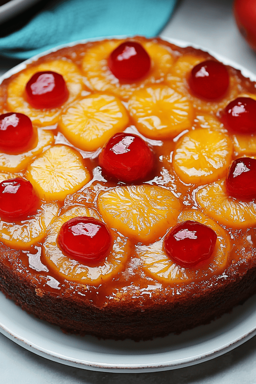 Pineapple Upside-Down Cake Recipe final dish beautifully presented and ready to serve
