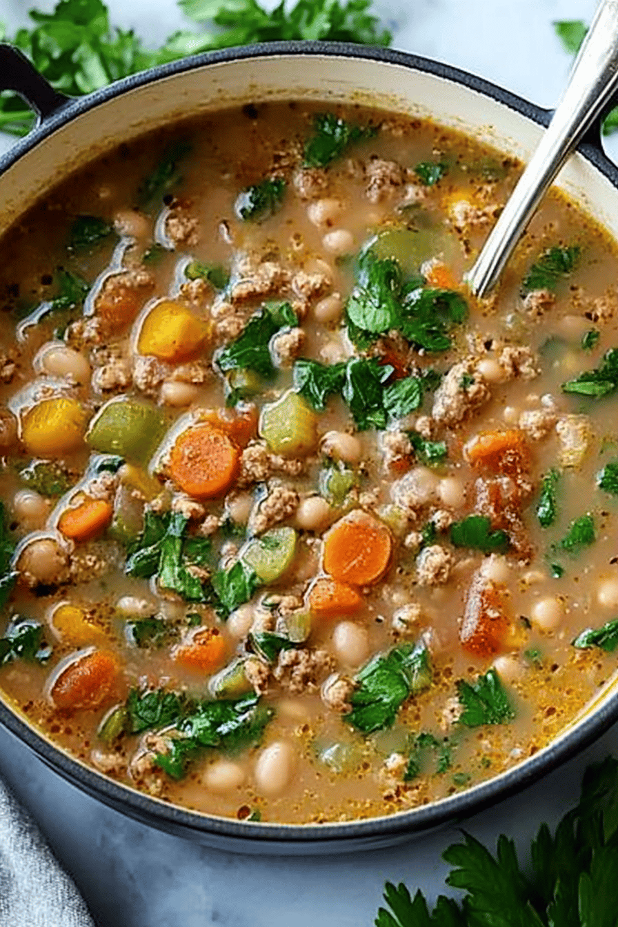 Pinto Bean Soup Recipe ingredients organized and measured on kitchen counter