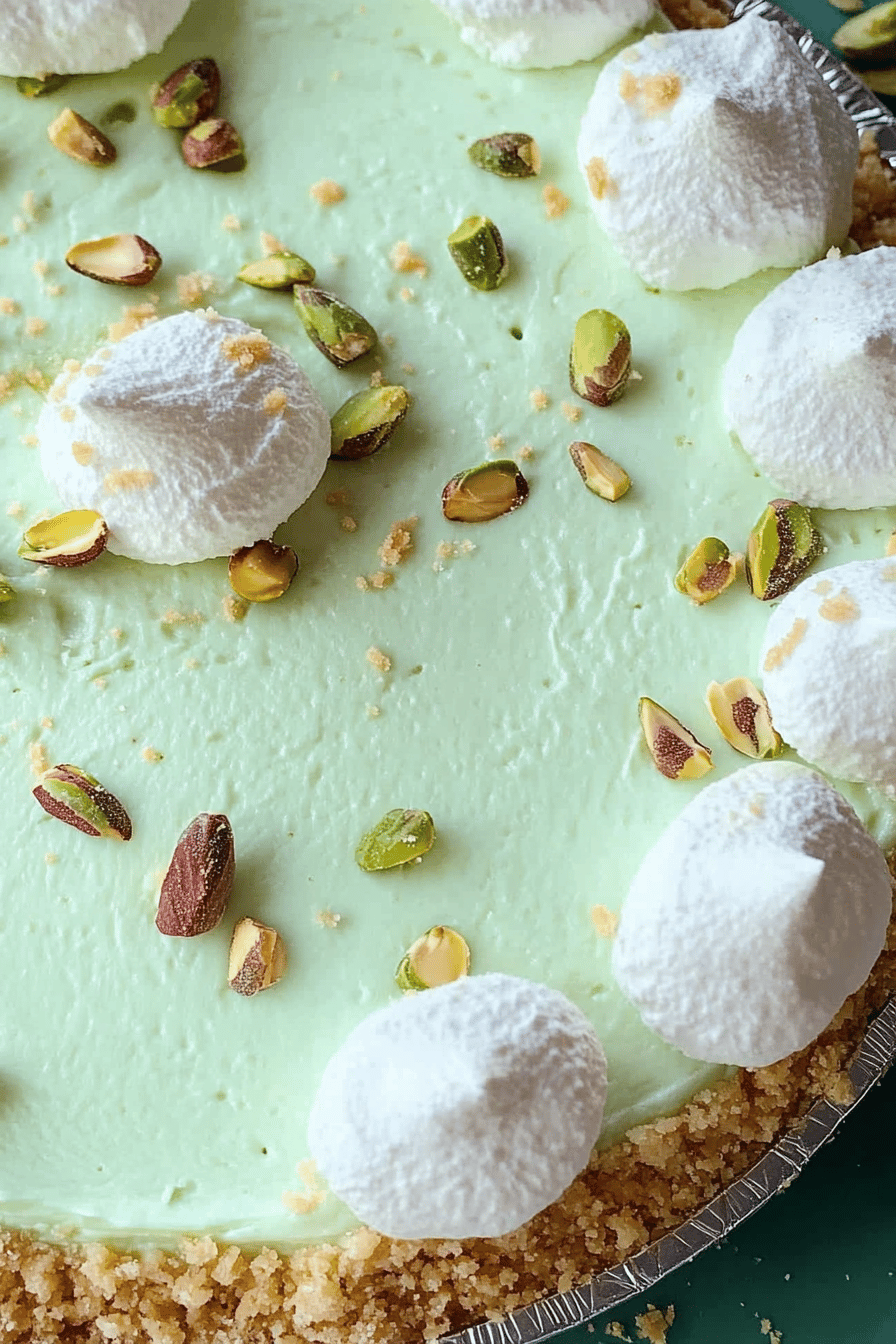Pistachio Cheesecake Pie slice on plate showing perfect texture and swirl pattern