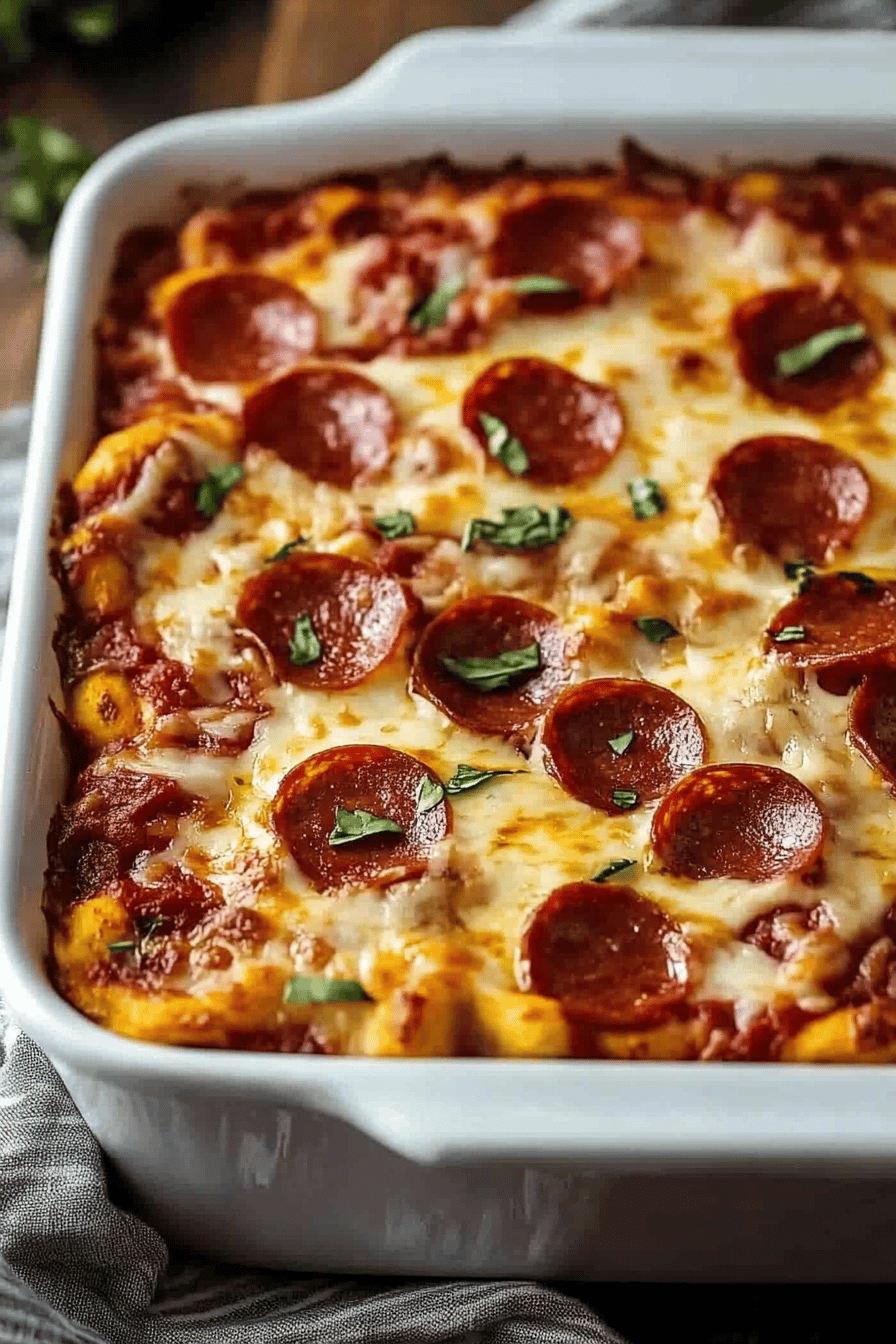 Pizza Casserole Recipe slice on plate showing perfect texture and swirl pattern