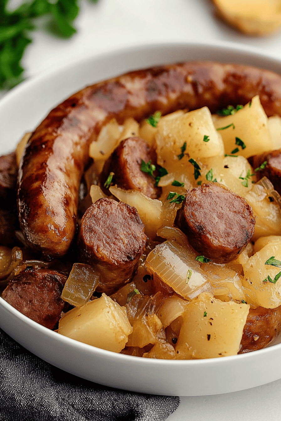 Polish Sausage Recipe slice on plate showing perfect texture and swirl pattern