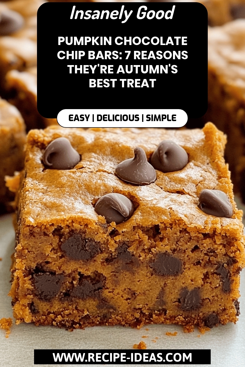 Pumpkin Chocolate Chip Bars final dish beautifully presented and ready to serve