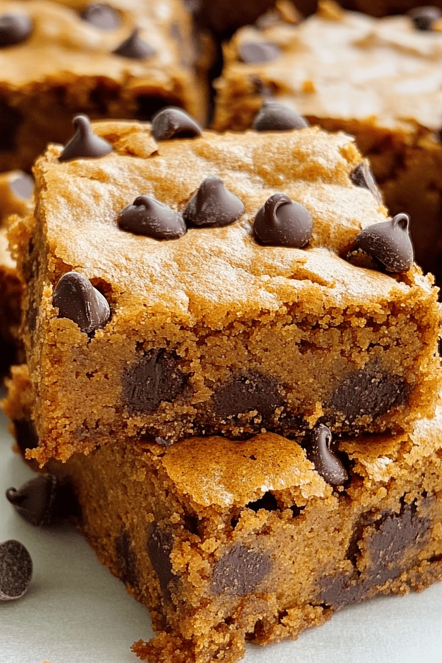 Pumpkin Chocolate Chip Bars slice on plate showing perfect texture and swirl pattern