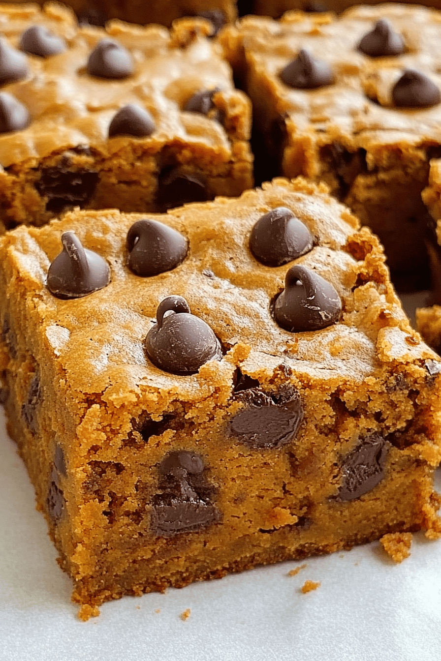 Pumpkin Chocolate Chip Bars final dish beautifully presented and ready to serve