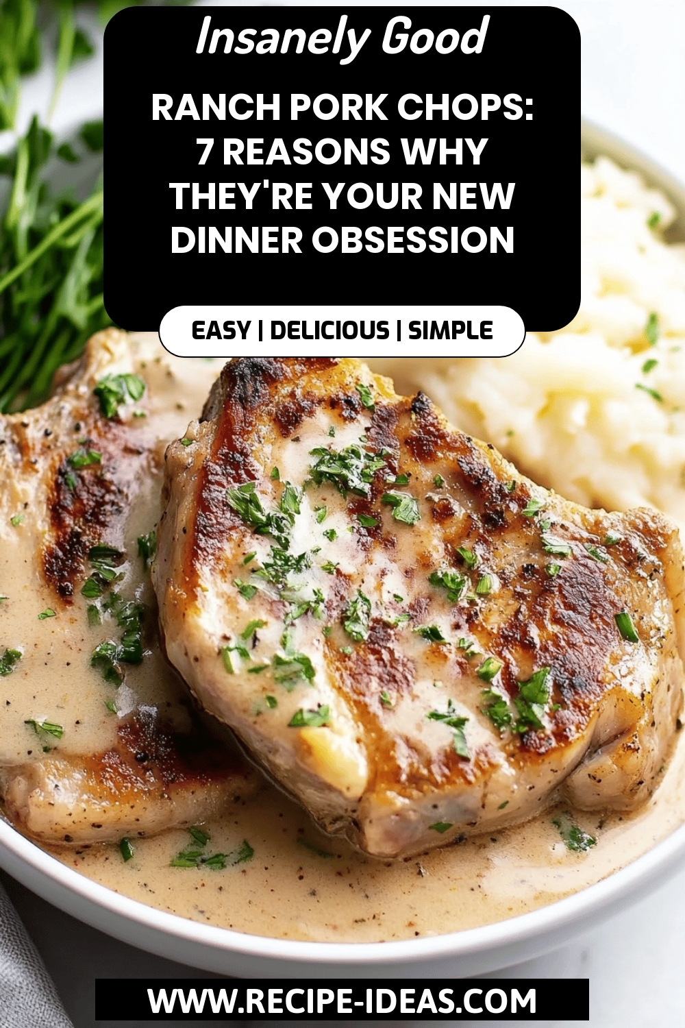 Ranch Pork Chops final dish beautifully presented and ready to serve