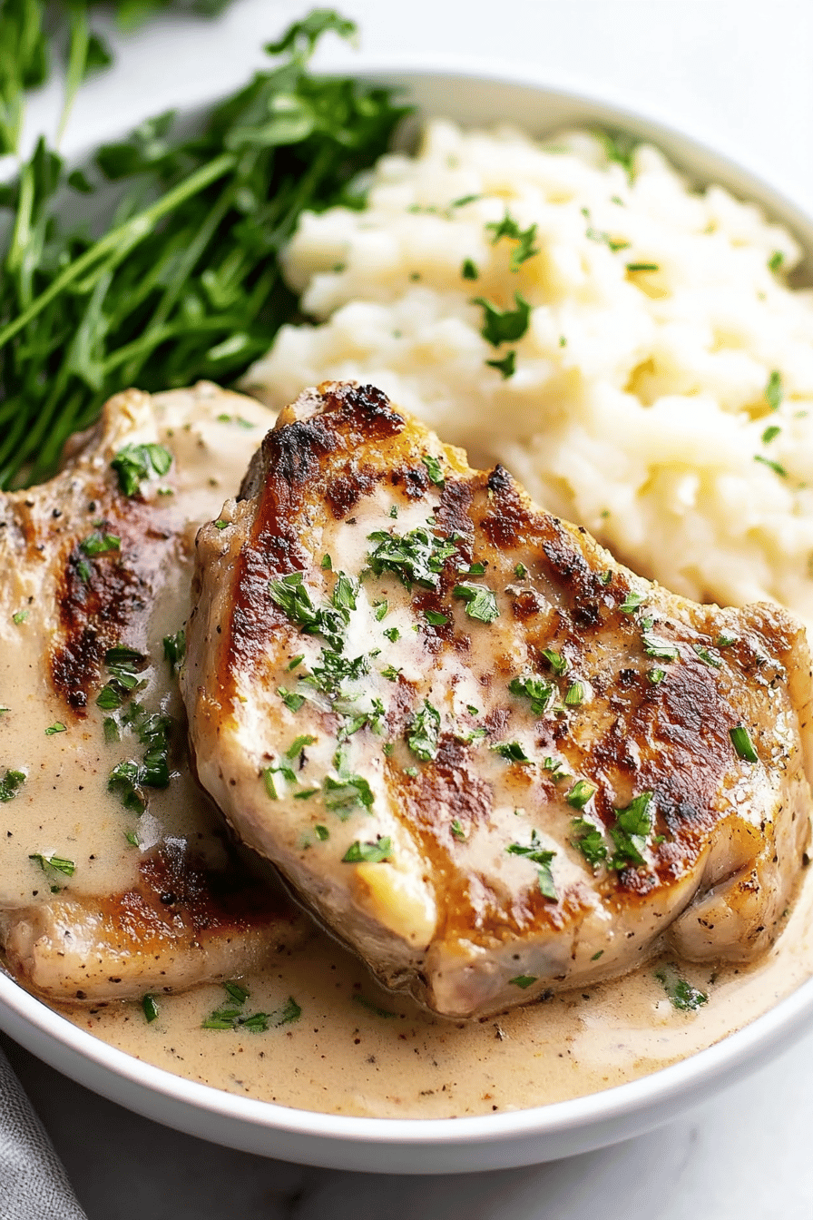 Ranch Pork Chops slice on plate showing perfect texture and swirl pattern