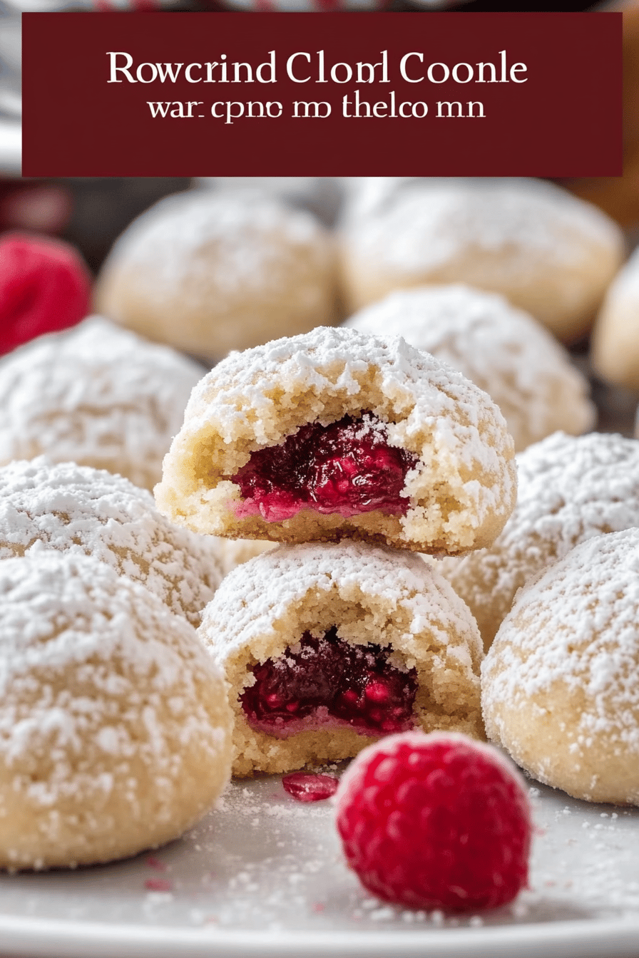 Raspberry Almond Snowball Cookies