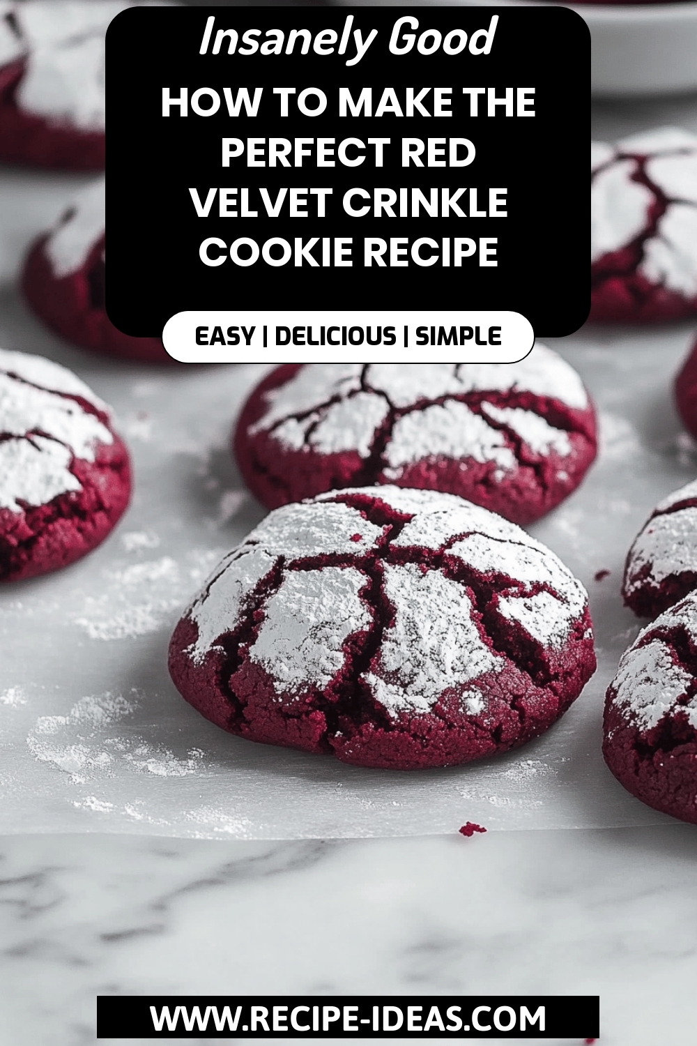 Red Velvet Crinkle Cookie Recipe final dish beautifully presented and ready to serve
