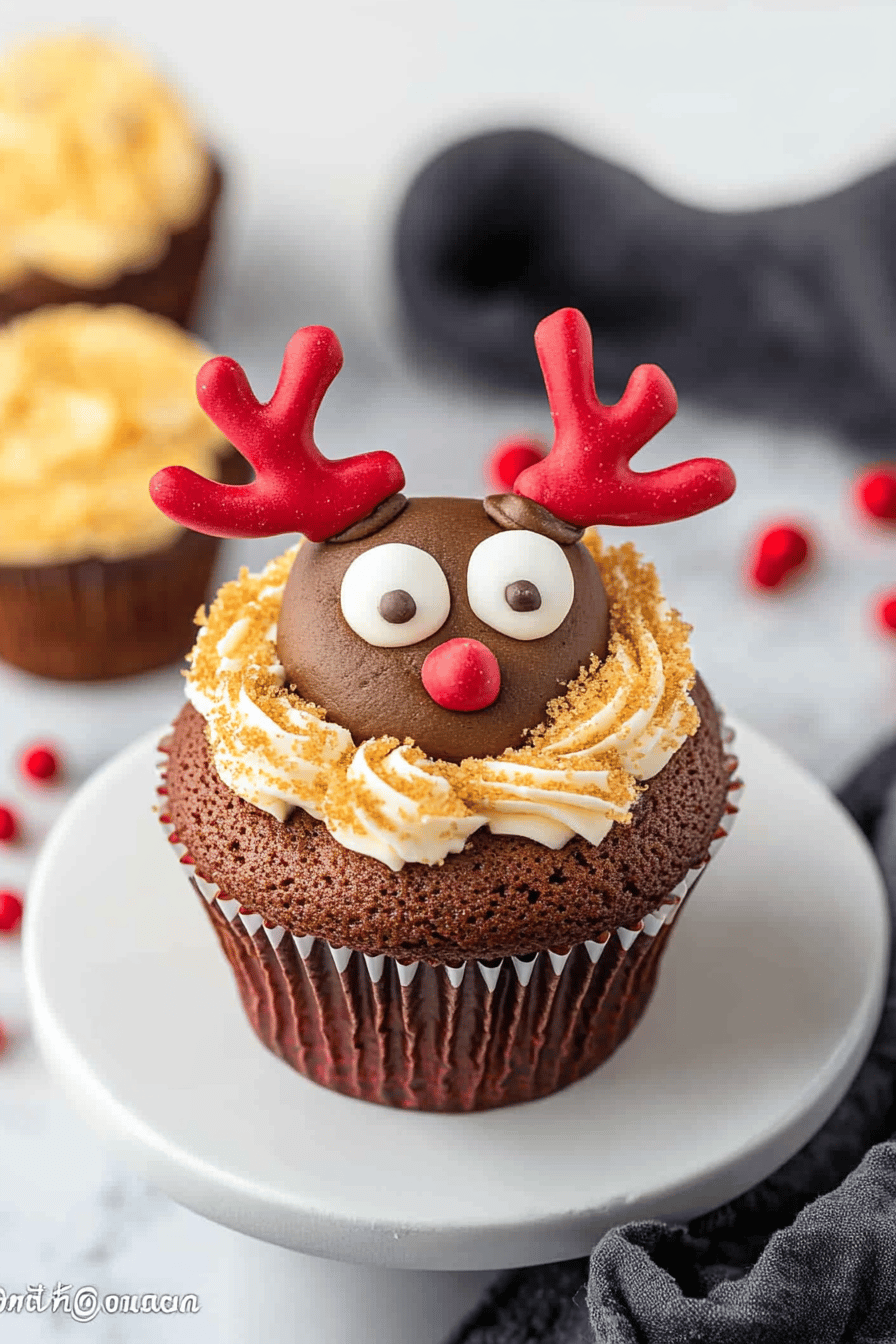 Reindeer Cupcakes slice on plate showing perfect texture and swirl pattern