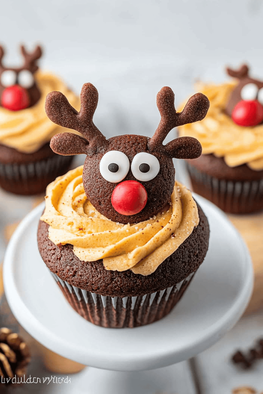 Reindeer Cupcakes final dish beautifully presented and ready to serve