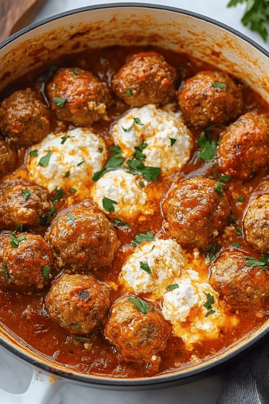Ricotta Meatballs final dish beautifully presented and ready to serve