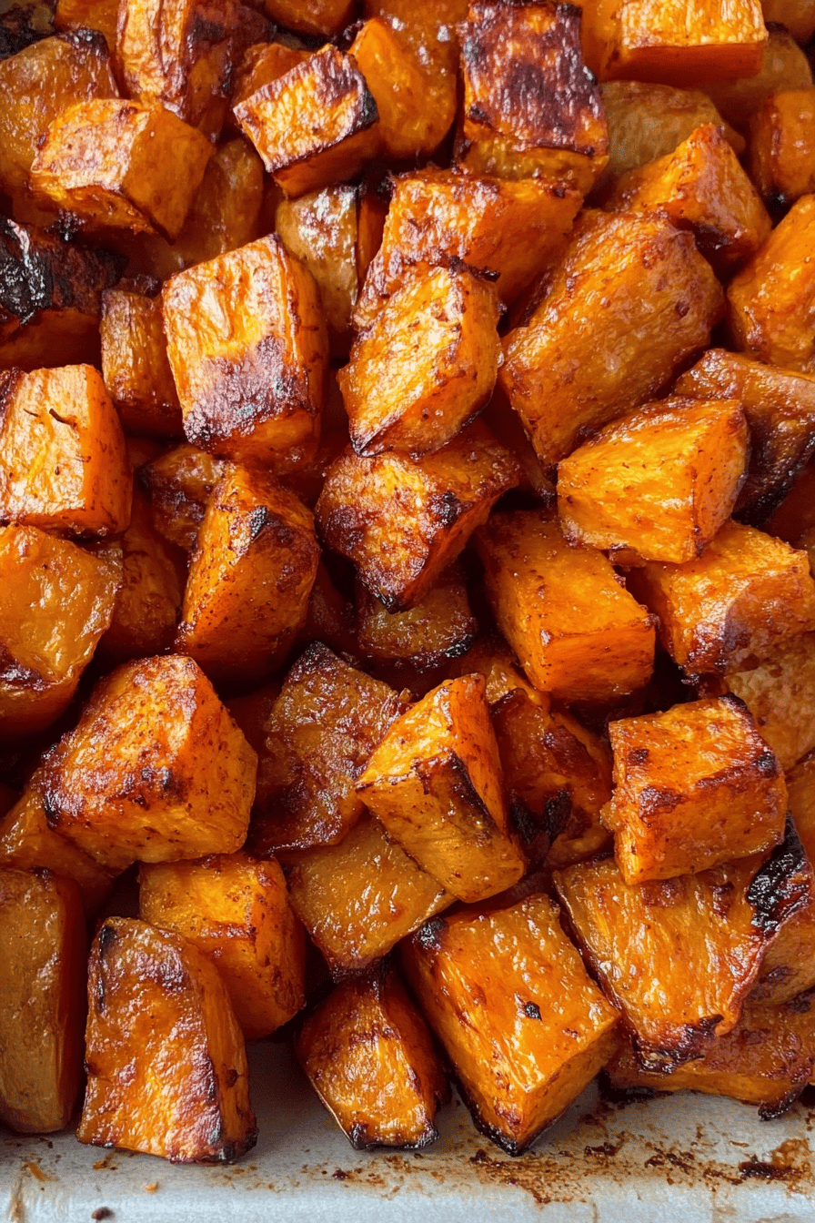 Roasted Sweet Potatoes final dish beautifully presented and ready to serve