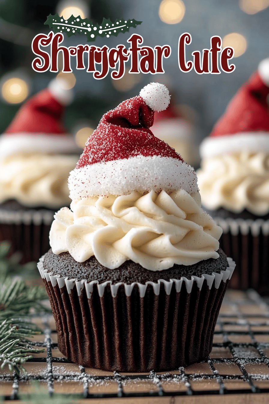 Santa Hat Chocolate Cupcakes ingredients organized and measured on kitchen counter