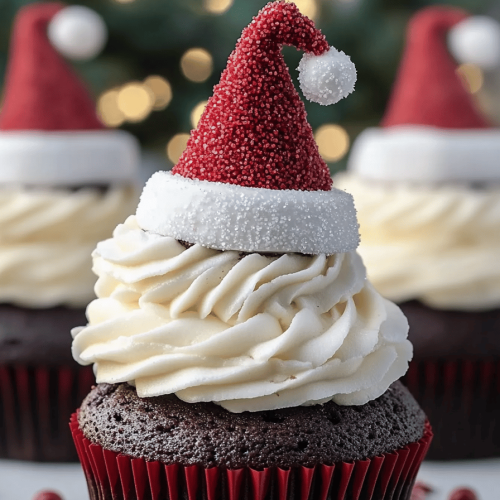 Santa Hat Chocolate Cupcakes