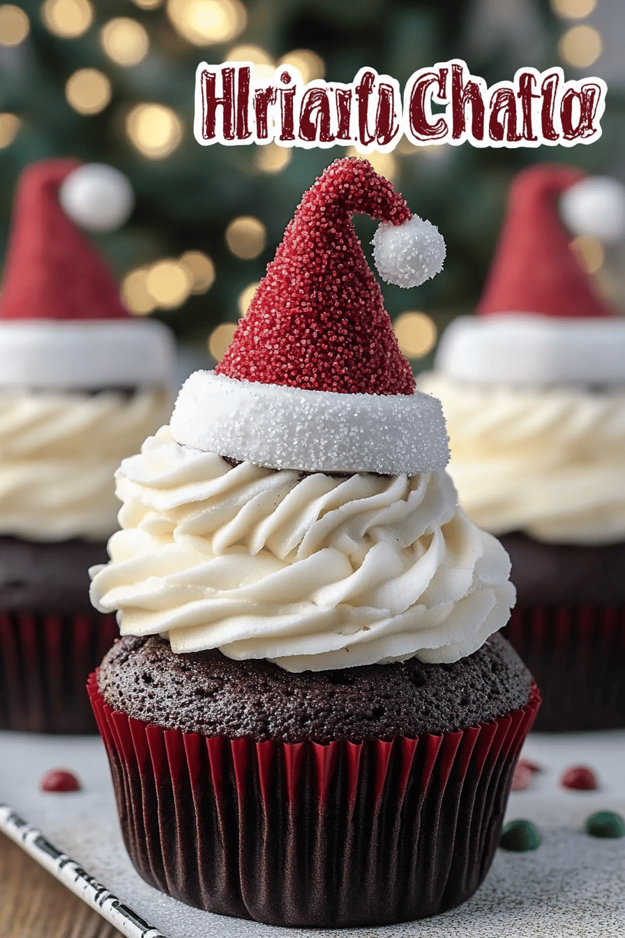 Santa Hat Chocolate Cupcakes