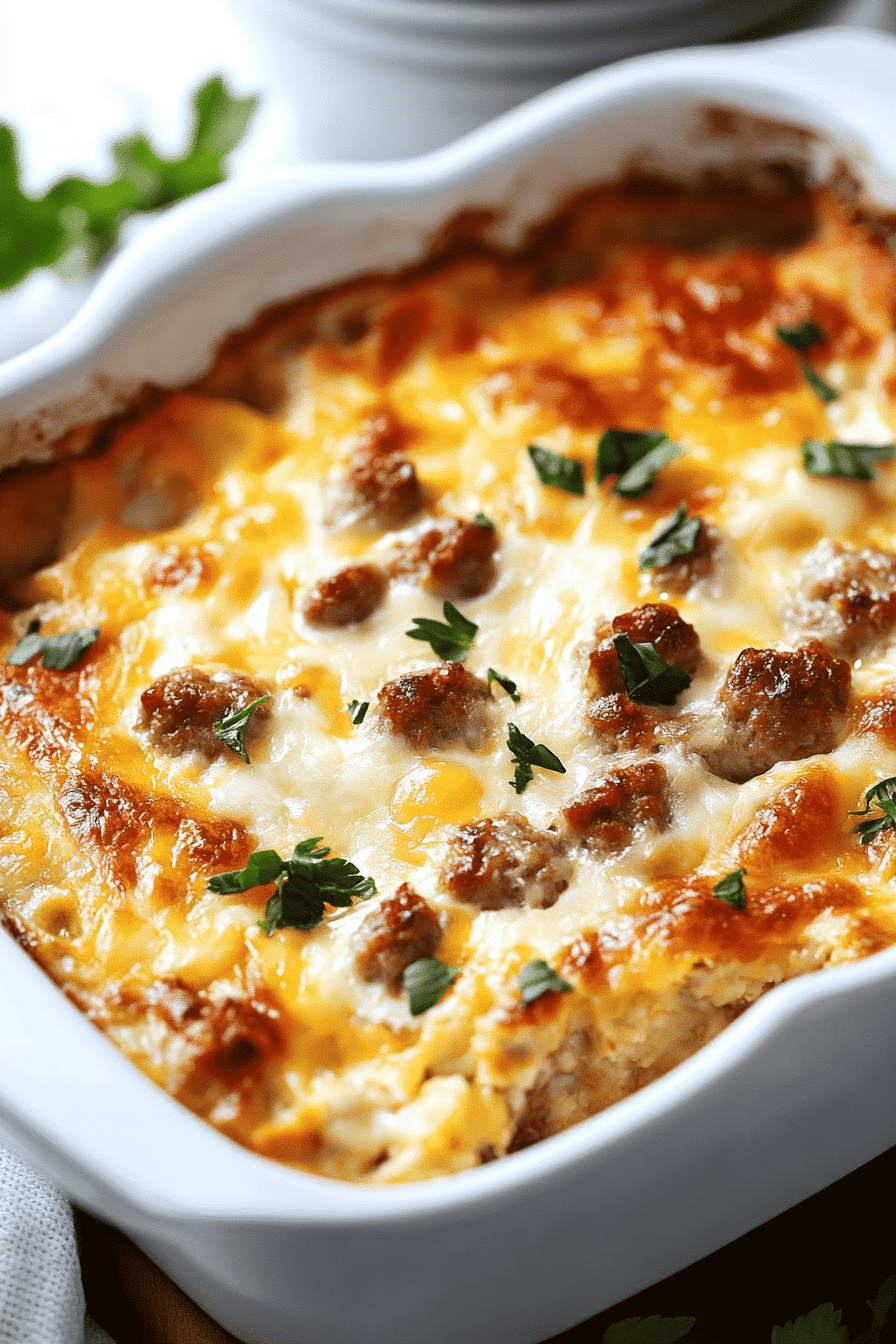 Sausage Egg Casserole ingredients organized and measured on kitchen counter