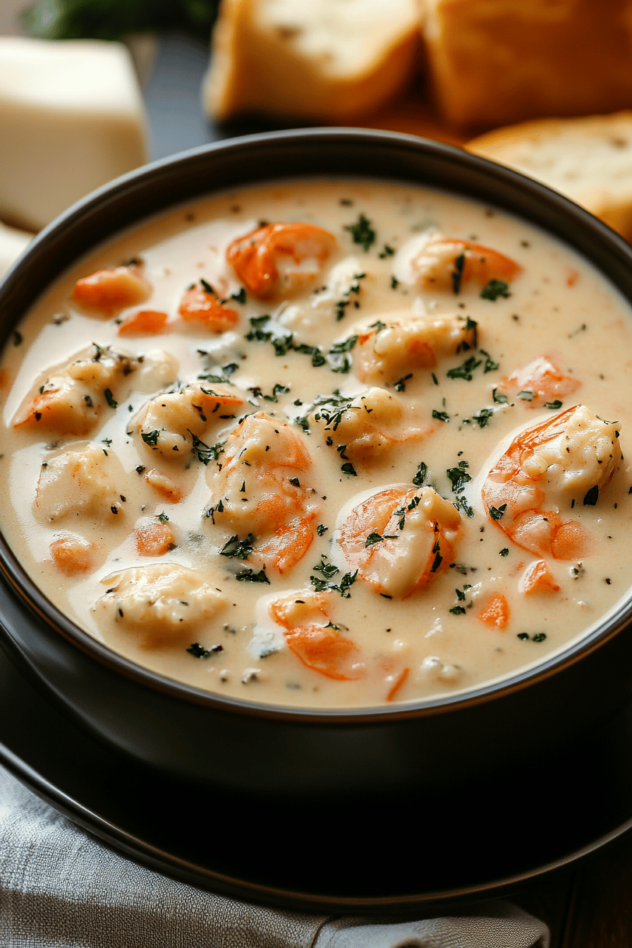 Seafood Bisque Recipe slice on plate showing perfect texture and swirl pattern
