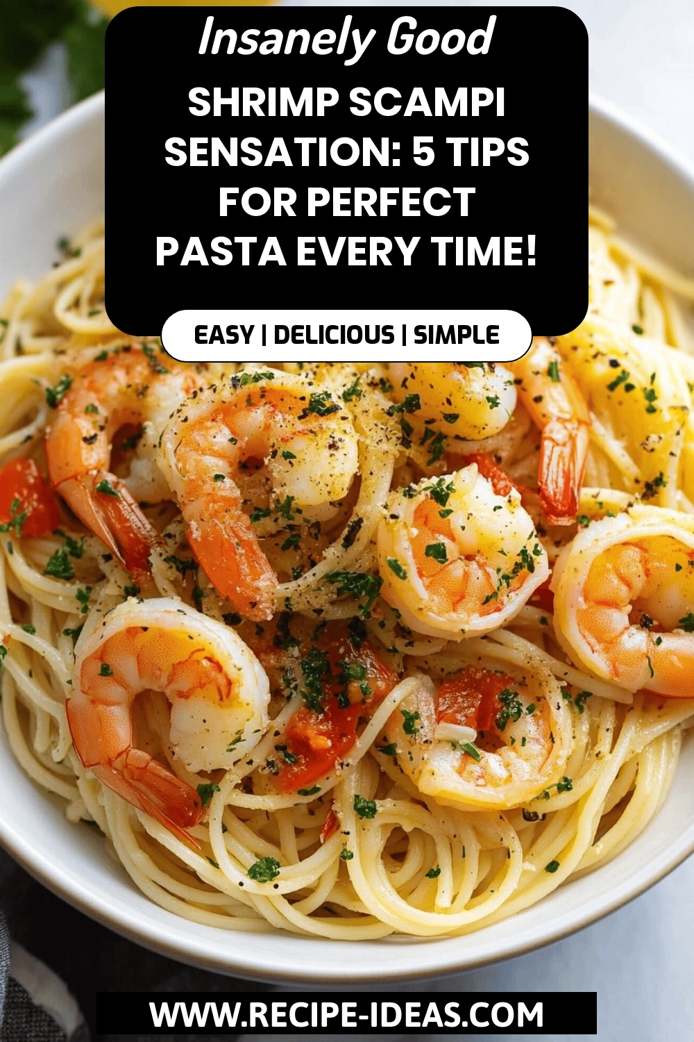 Shrimp Scampi Pasta final dish beautifully presented and ready to serve