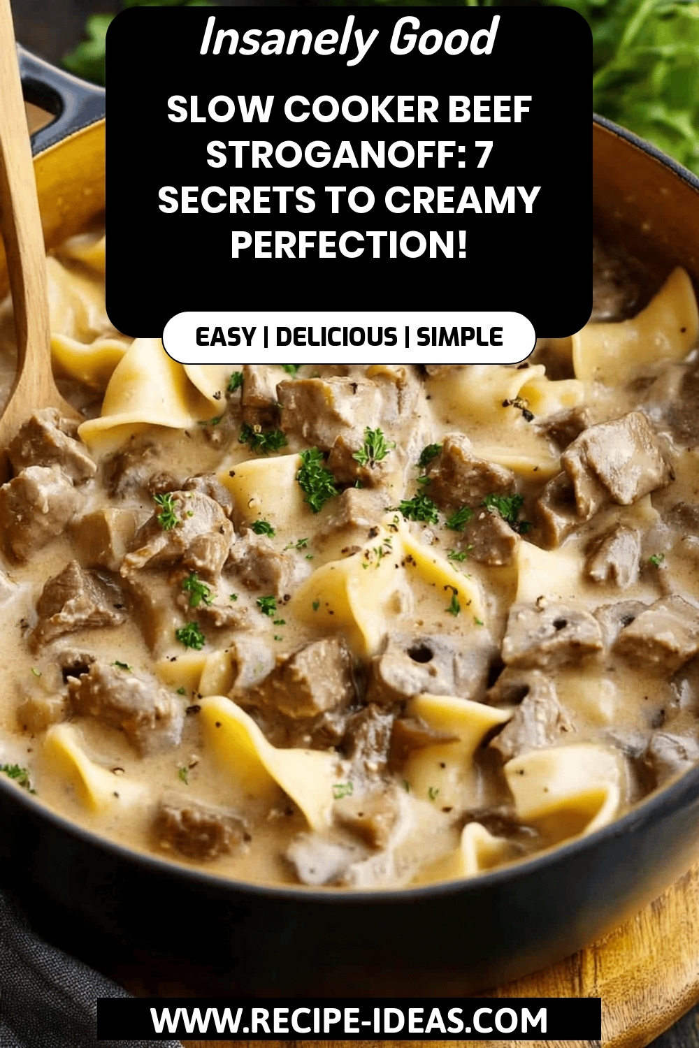 Slow Cooker Beef Stroganoff final dish beautifully presented and ready to serve