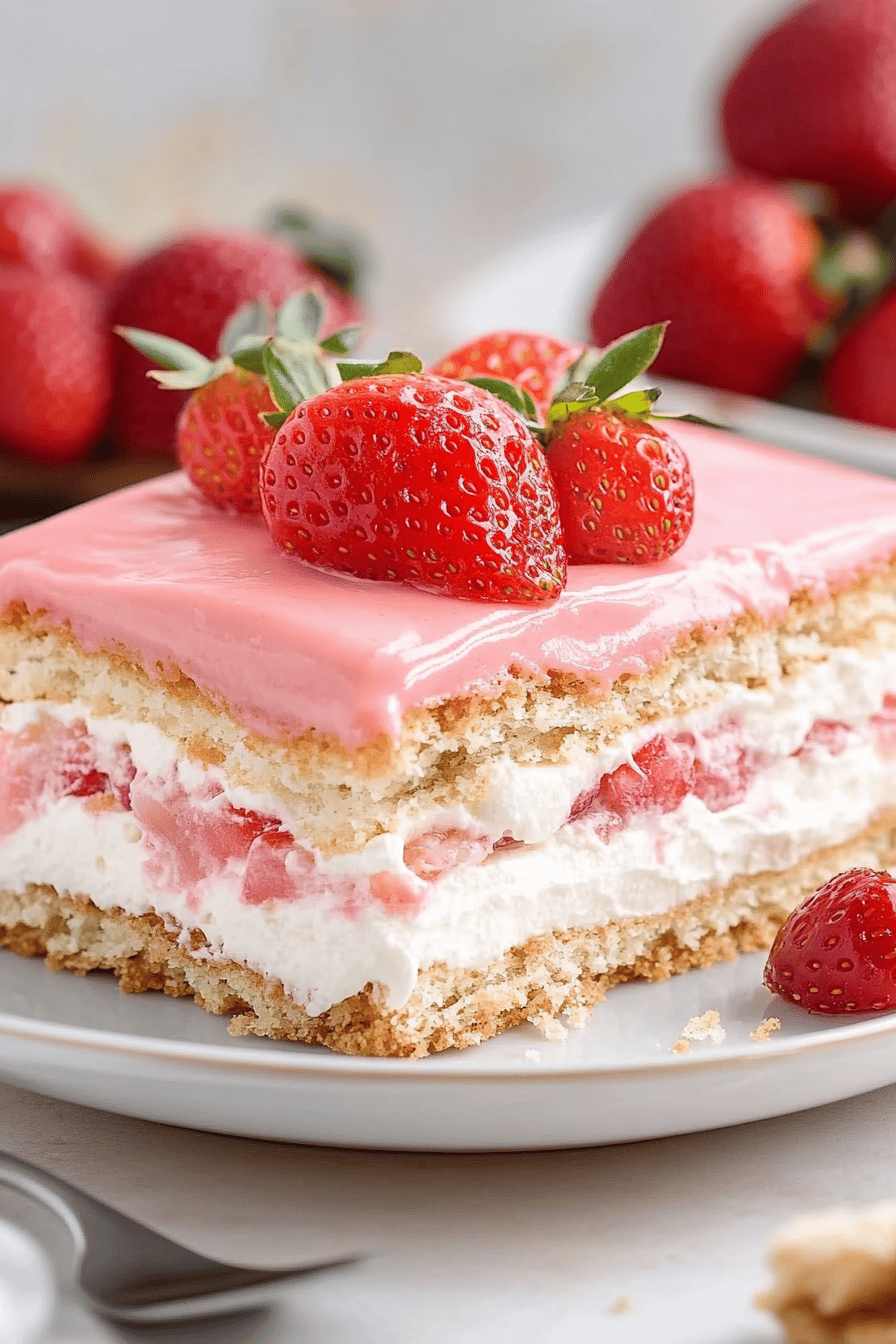 Strawberry Éclair Cake ingredients organized and measured on kitchen counter