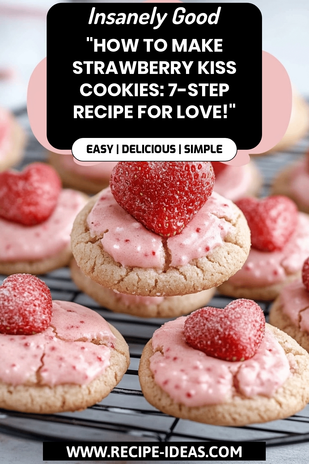 Strawberry Kiss Cookies Recipe final dish beautifully presented and ready to serve