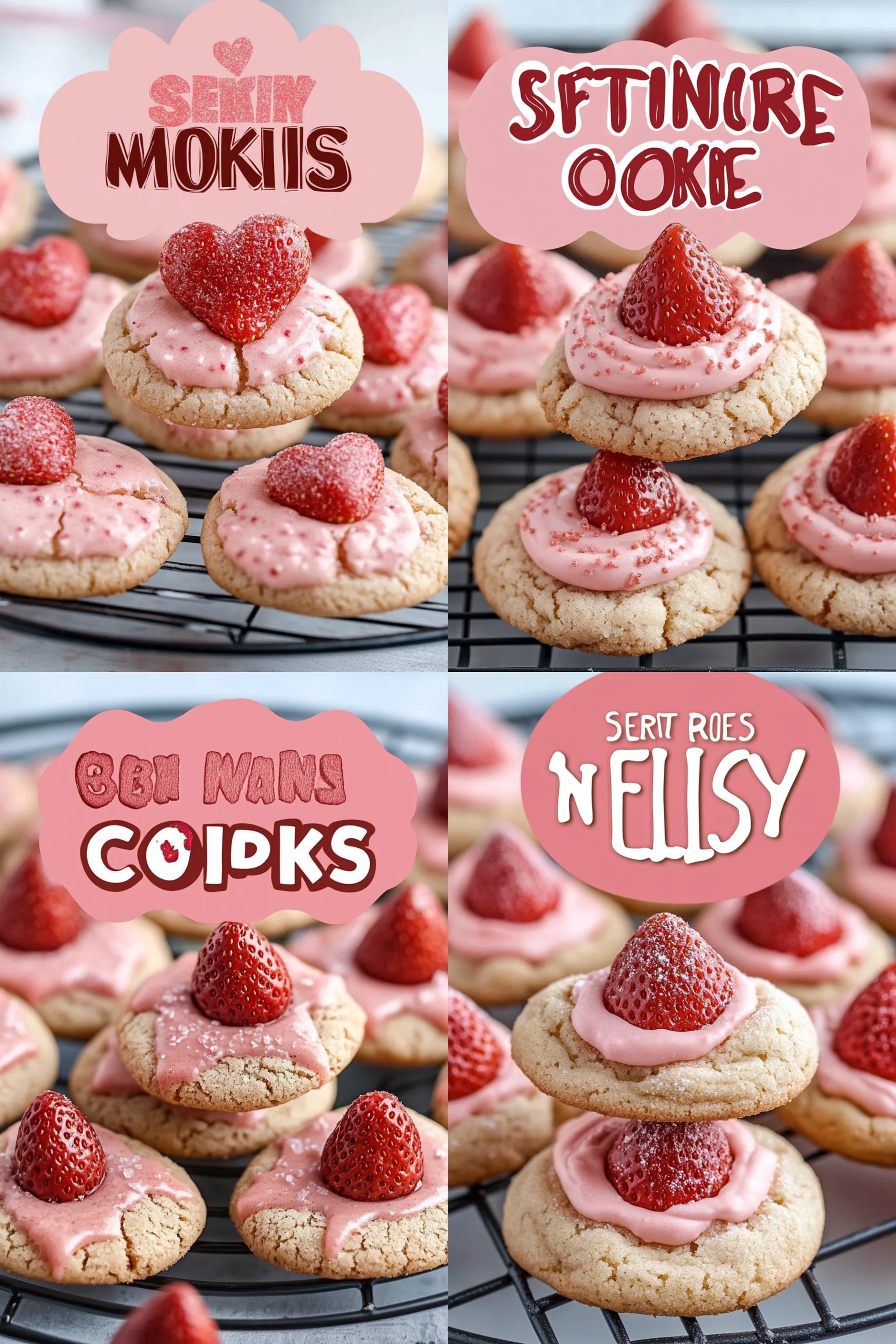 Strawberry Kiss Cookies Recipe slice on plate showing perfect texture and swirl pattern