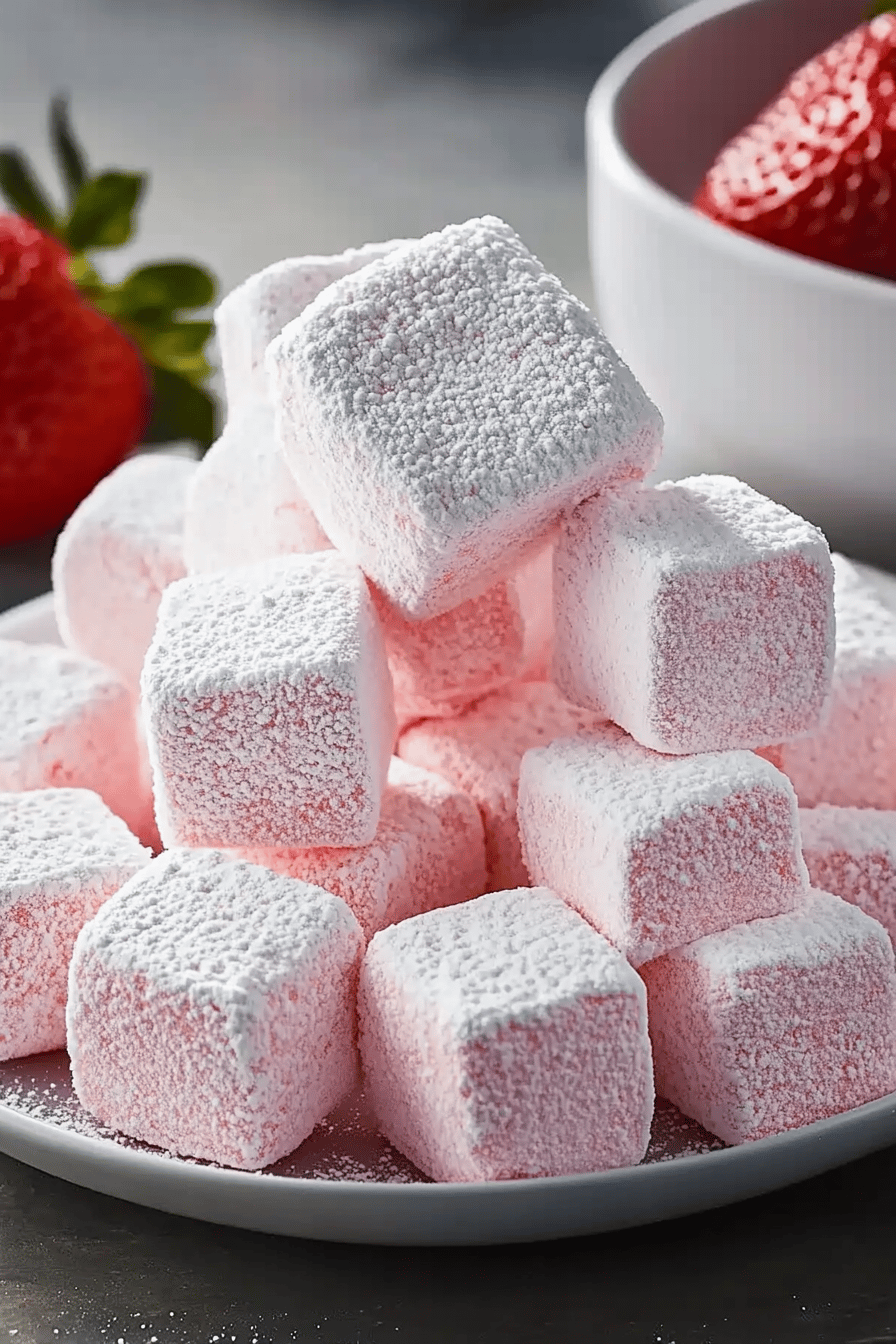 Strawberry Marshmallows final dish beautifully presented and ready to serve
