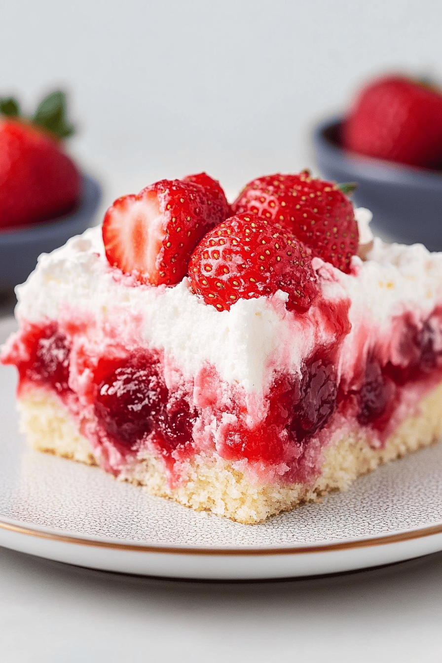 Strawberry Shortcake Poke Cake ingredients organized and measured on kitchen counter