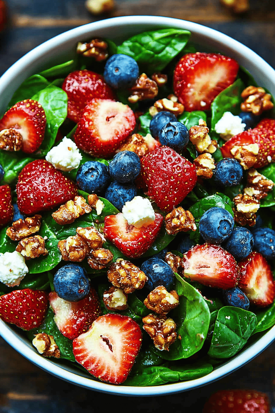 Strawberry Spinach Salad slice on plate showing perfect texture and swirl pattern