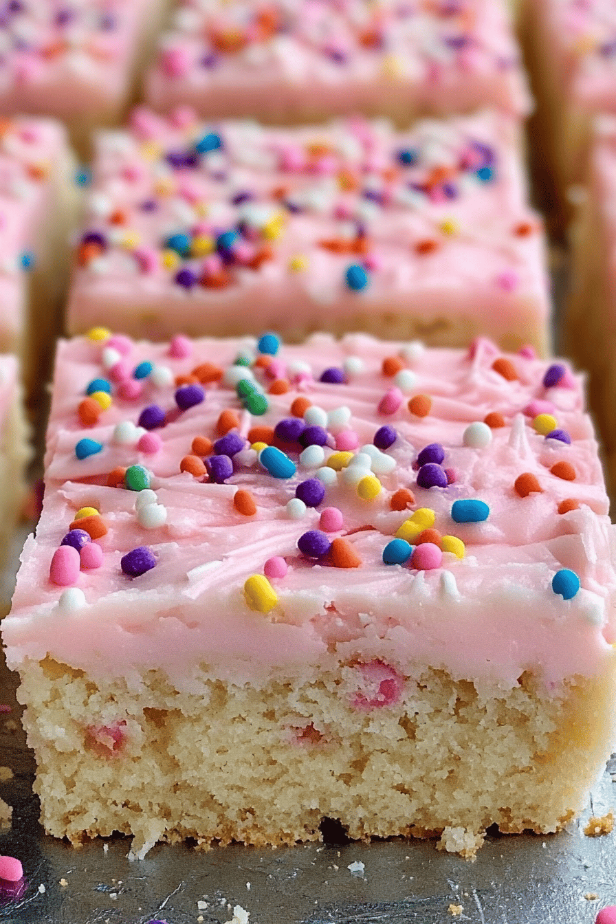 Sugar Cookie Bars slice on plate showing perfect texture and swirl pattern