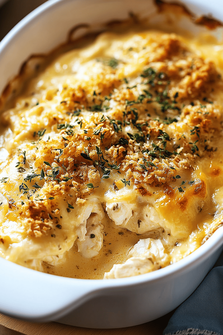 Swiss Chicken Casserole slice on plate showing perfect texture and swirl pattern
