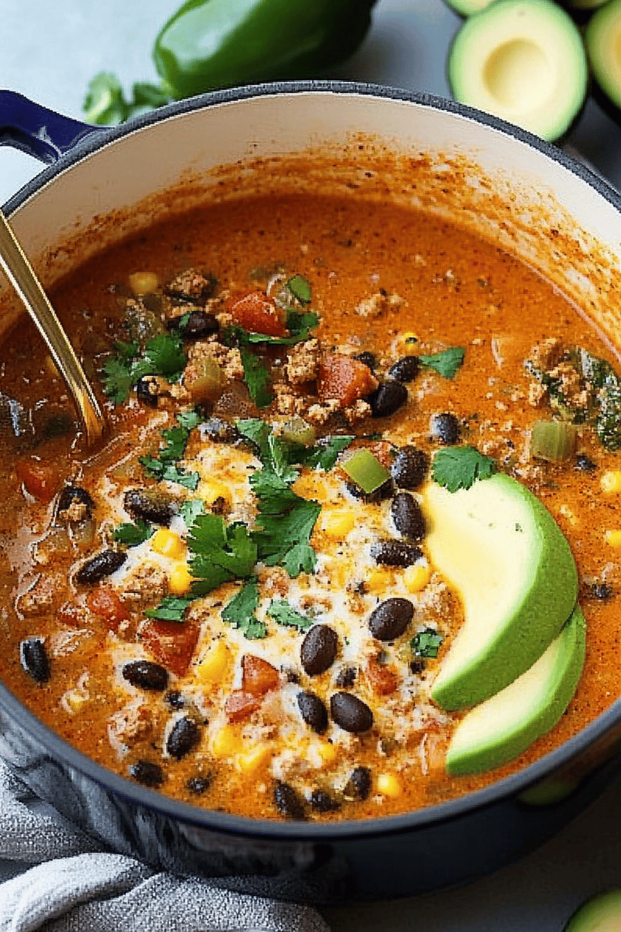 Taco Soup Recipe slice on plate showing perfect texture and swirl pattern