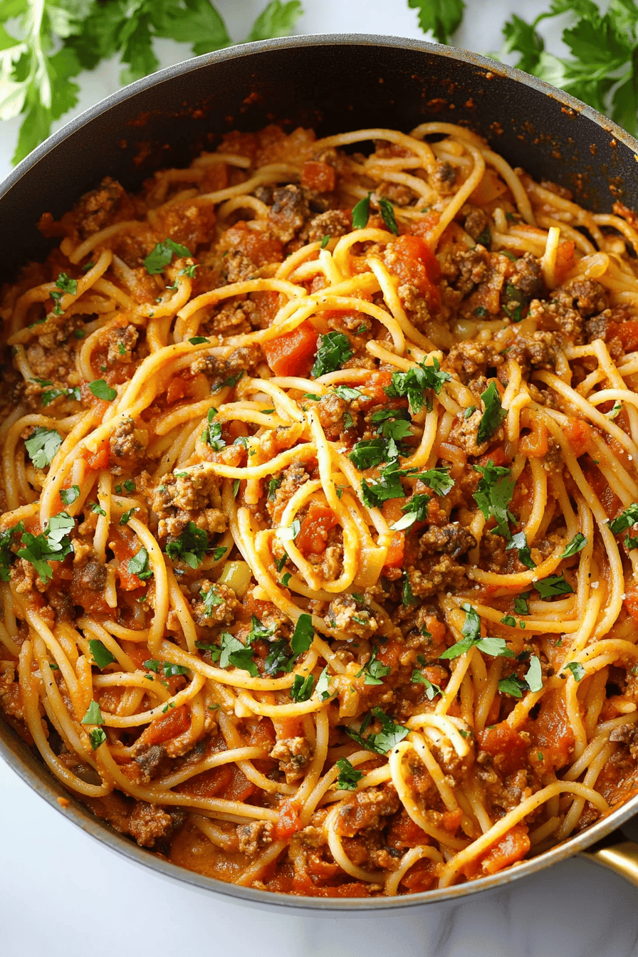 Taco Spaghetti Recipe ingredients organized and measured on kitchen counter