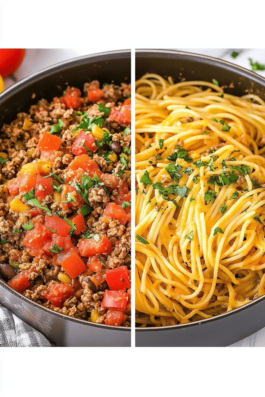 Taco Spaghetti Recipe final dish beautifully presented and ready to serve