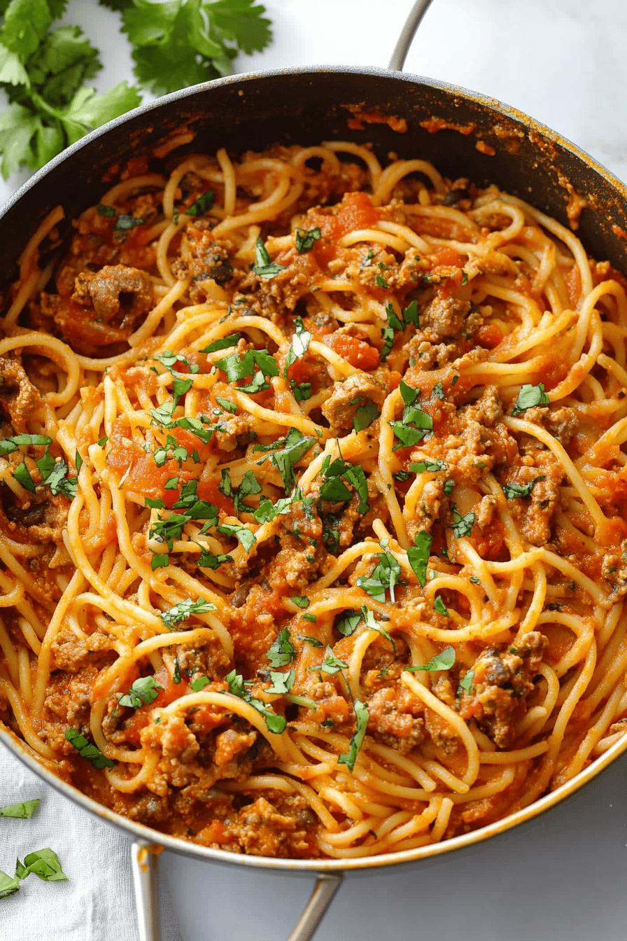 Taco Spaghetti Recipe slice on plate showing perfect texture and swirl pattern