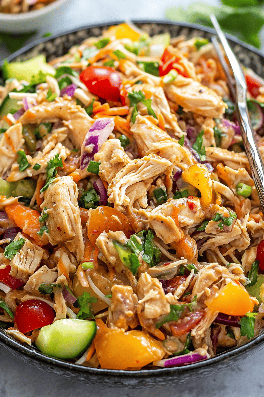 Thai Chicken Salad Recipe ingredients organized and measured on kitchen counter