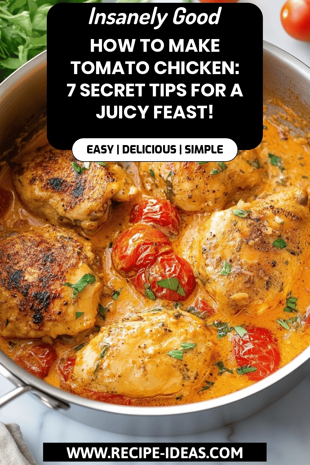 Tomato Chicken Recipe final dish beautifully presented and ready to serve