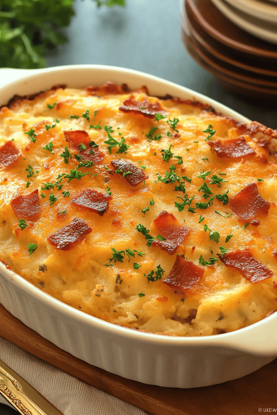 Twice-Baked Potato Casserole ingredients organized and measured on kitchen counter