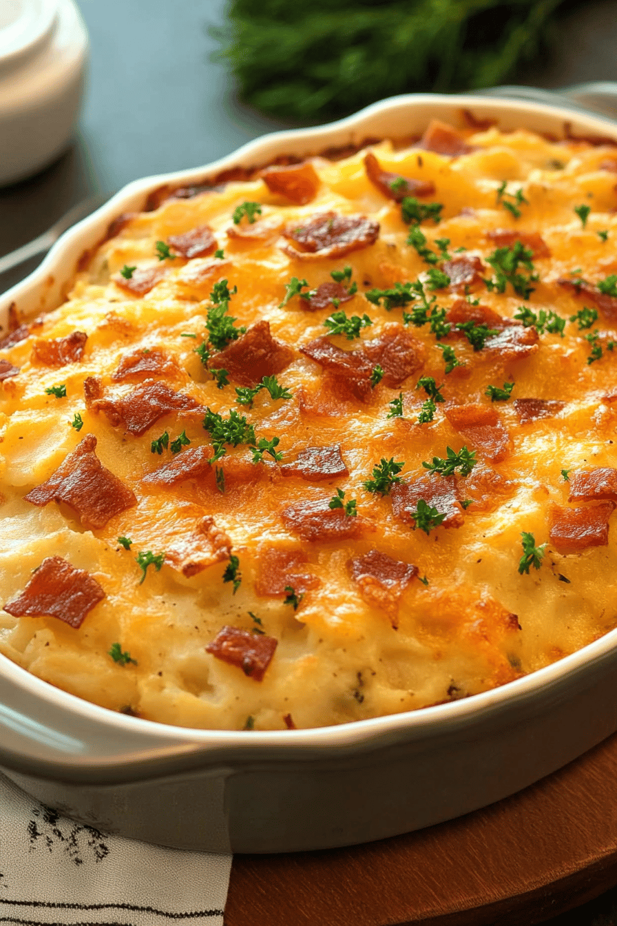 Twice-Baked Potato Casserole final dish beautifully presented and ready to serve