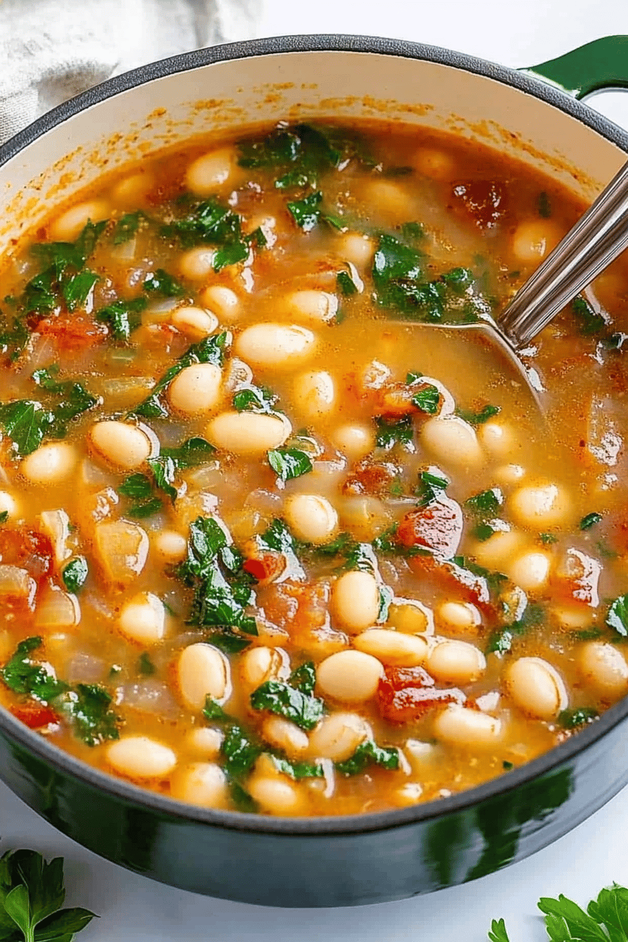 White Bean Soup final dish beautifully presented and ready to serve