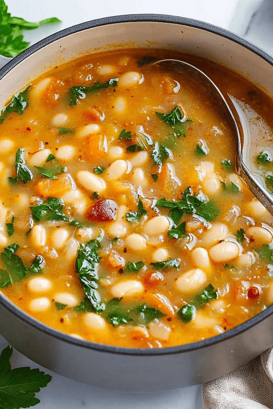 White Bean Soup ingredients organized and measured on kitchen counter