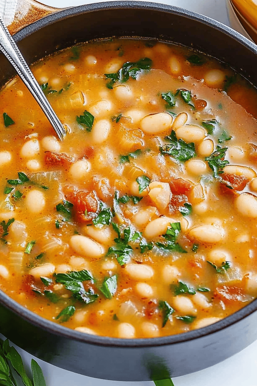 White Bean Soup final dish beautifully presented and ready to serve